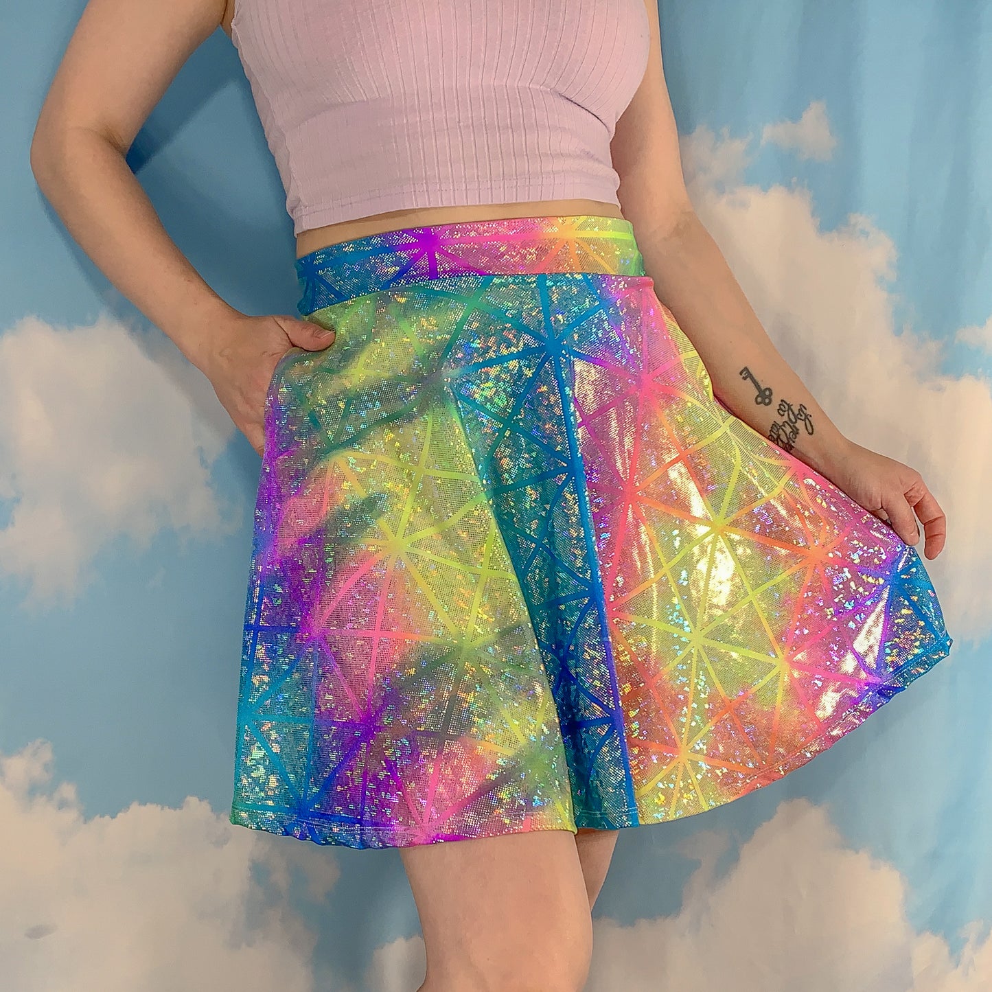 PRESALE Rainbow Iridescent Geometric Skirt