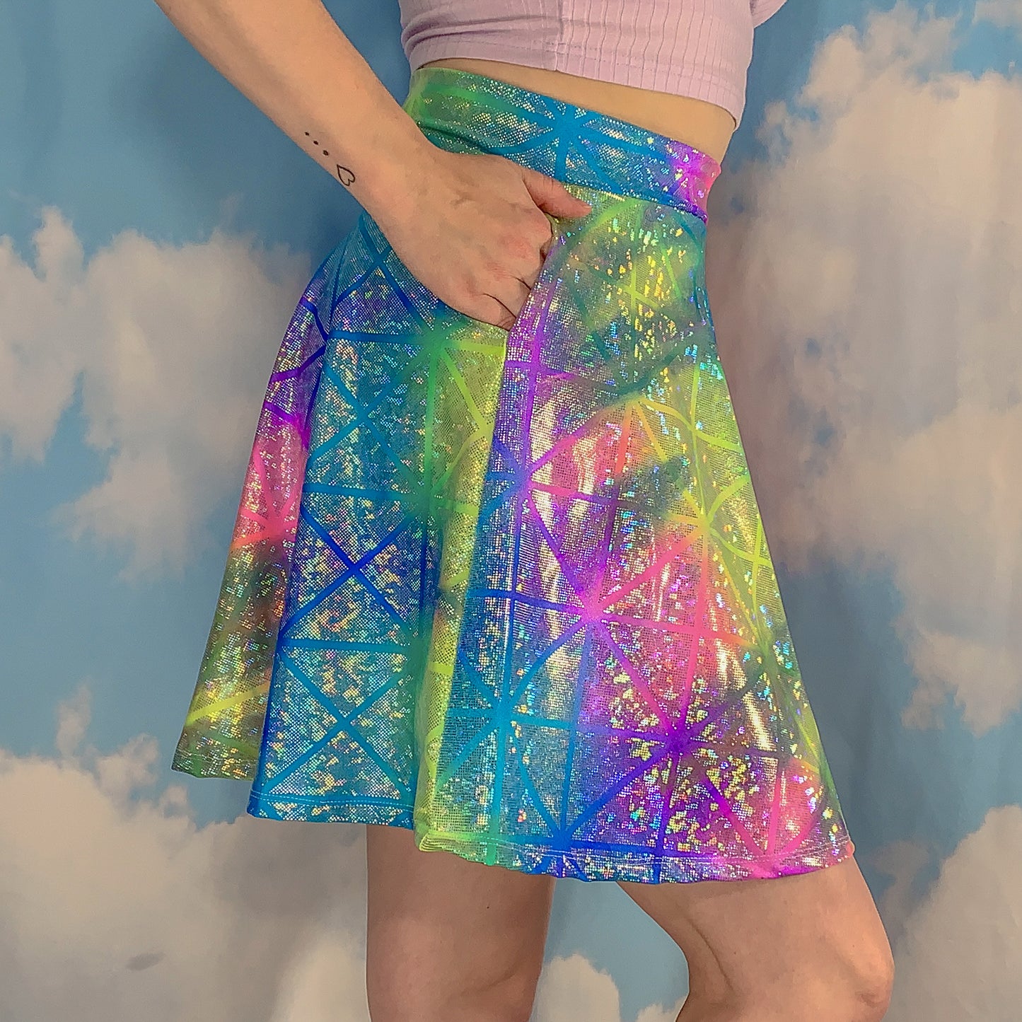 PRESALE Rainbow Iridescent Geometric Skirt