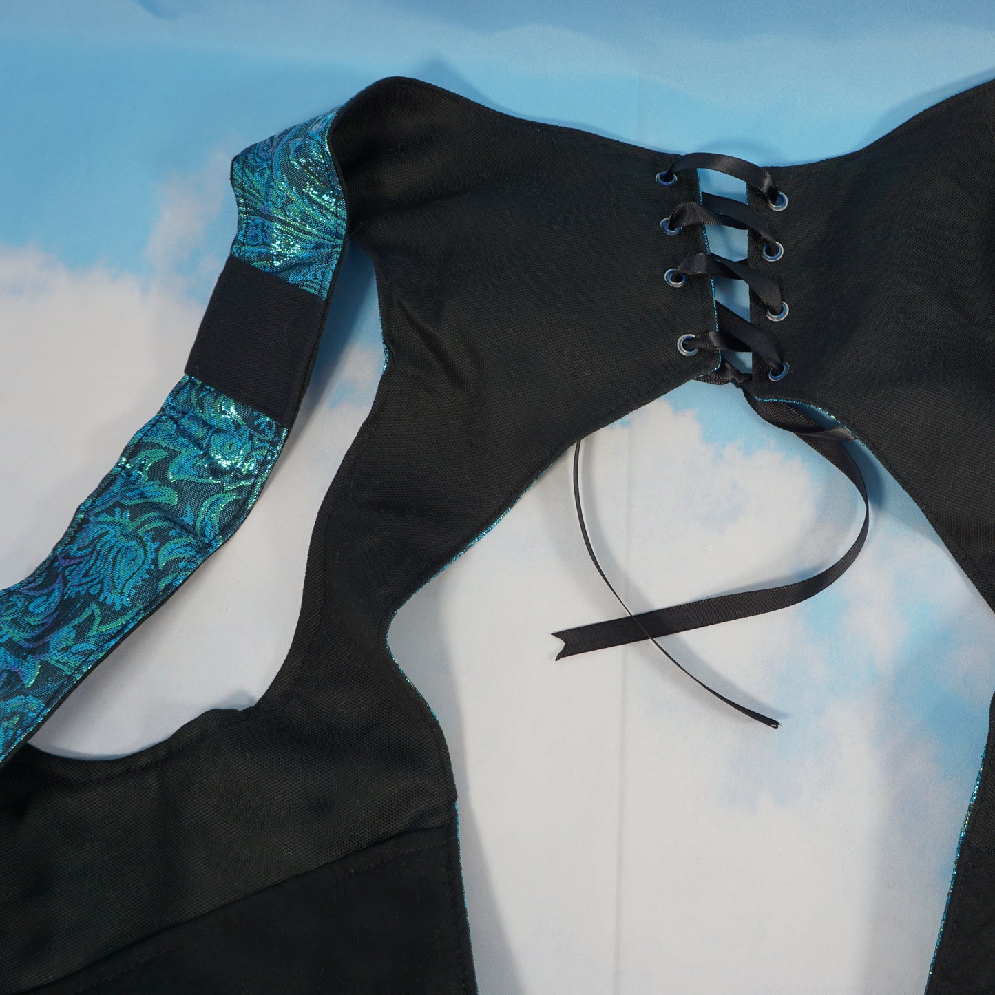 Teal Silk Brocade Holster Vest