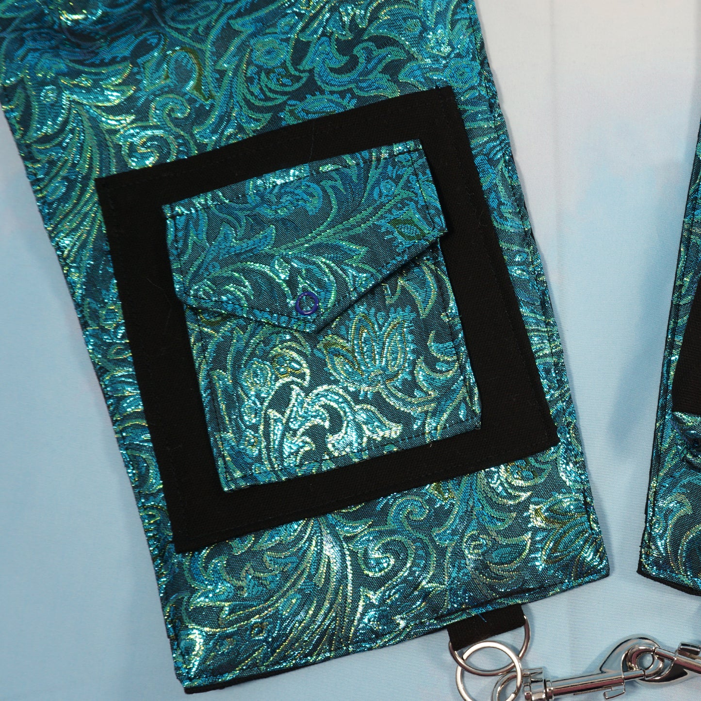 Teal Silk Brocade Holster Vest