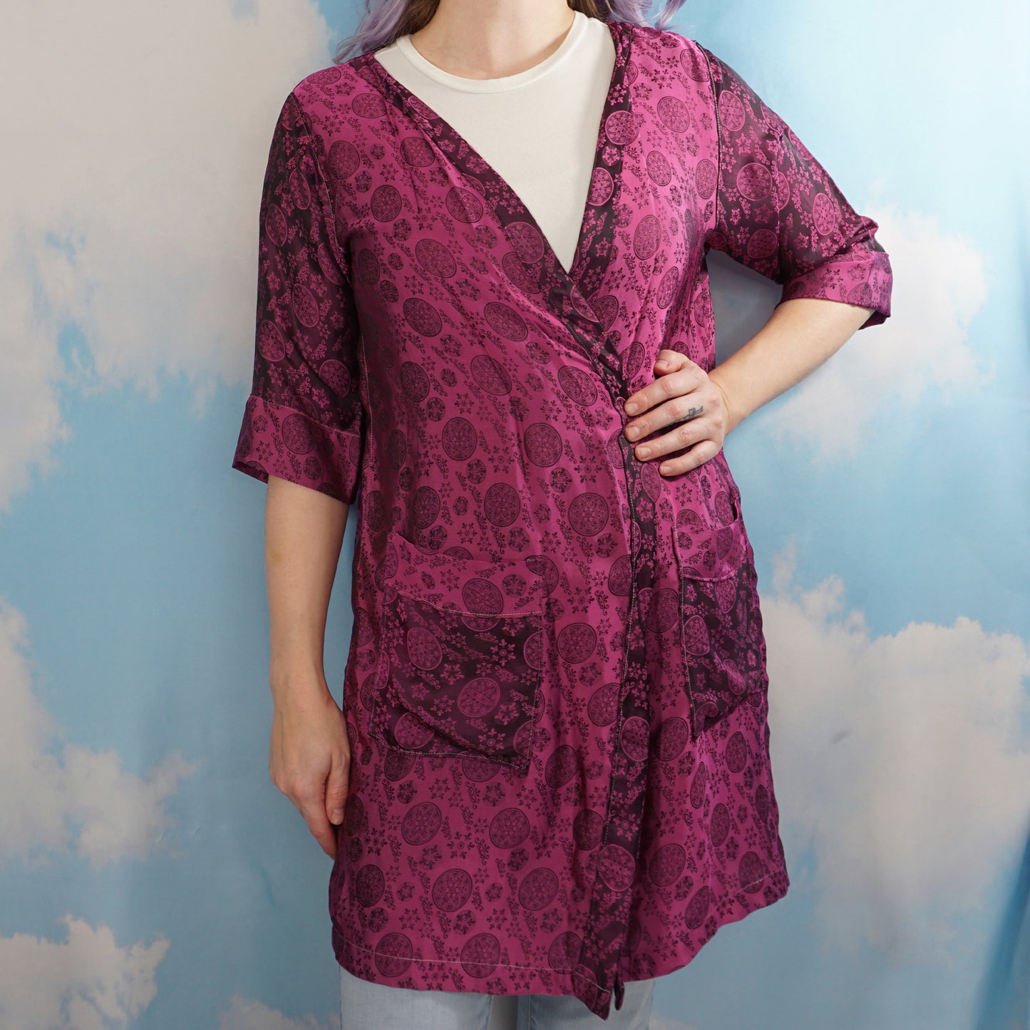 Geometric Silk Robe