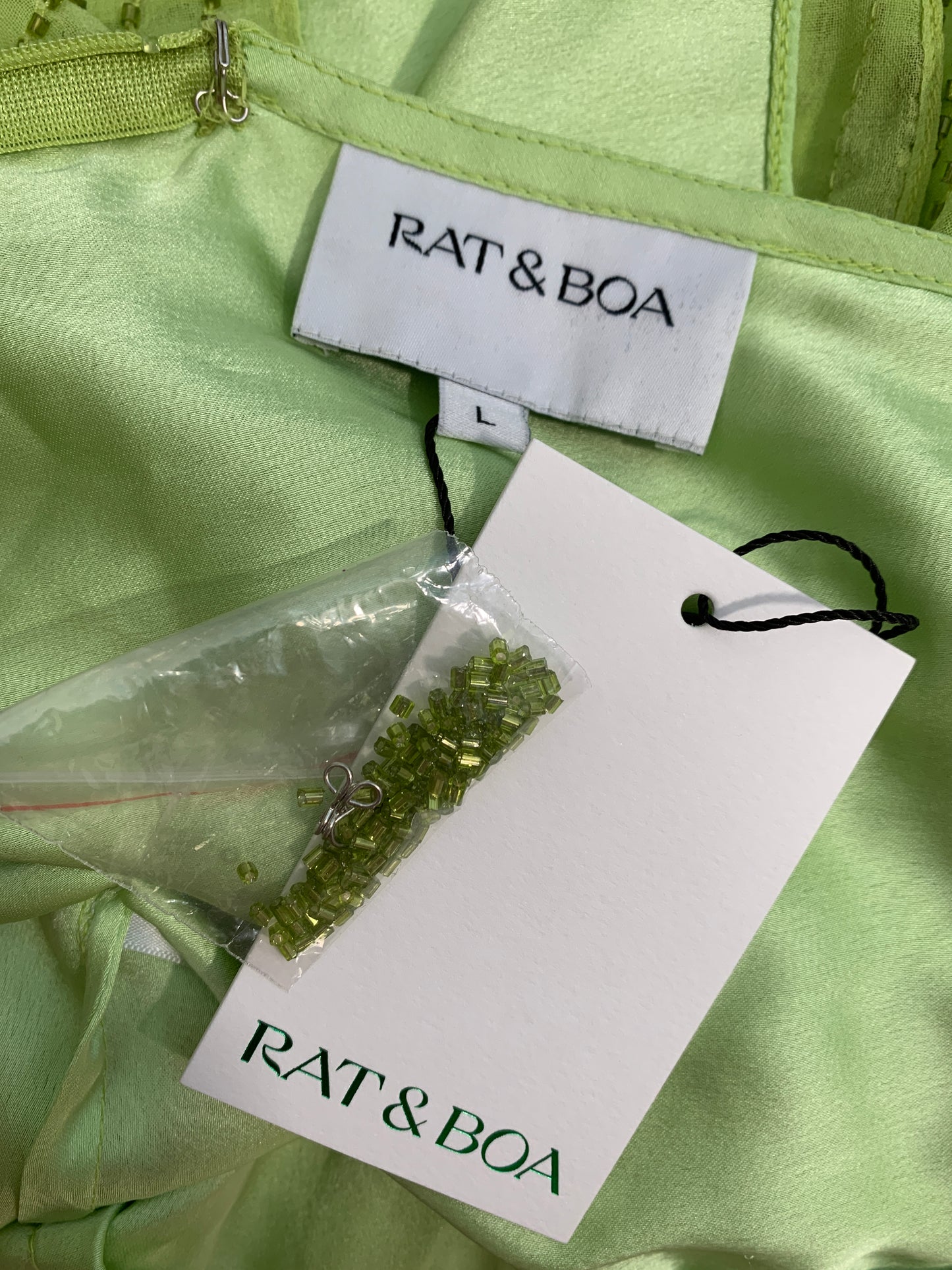 Rat & Boa Lime Green Beaded Dress